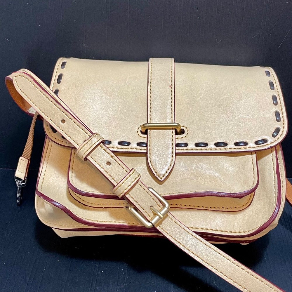 Vintage Dooney & Bourke Florentine Leather Cream Crossbody Binocular Purse - Picture 12 of 16